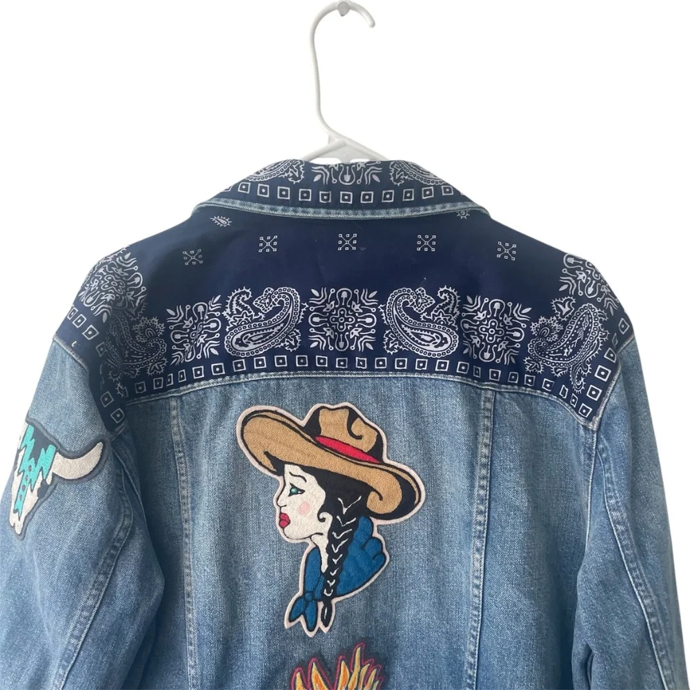 Custom Patch Western Denim Jean Jacket - Picture 3 of 12